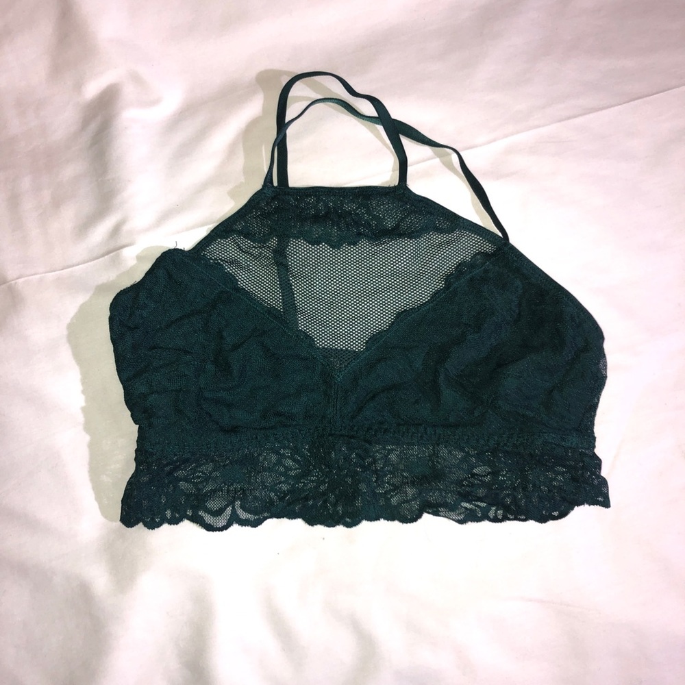 Women’s size small S Victoria’s Secret Pink lace bralette. Dark Green. Like new